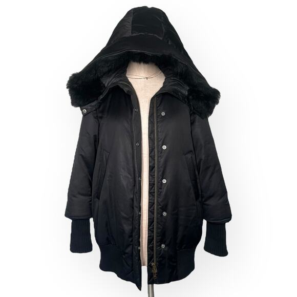 STEVEN ALAN Cocoon Puffer Jacket Lamb Shearling Fur Jacket Feather Down Relaxed - Picture 3 of 14